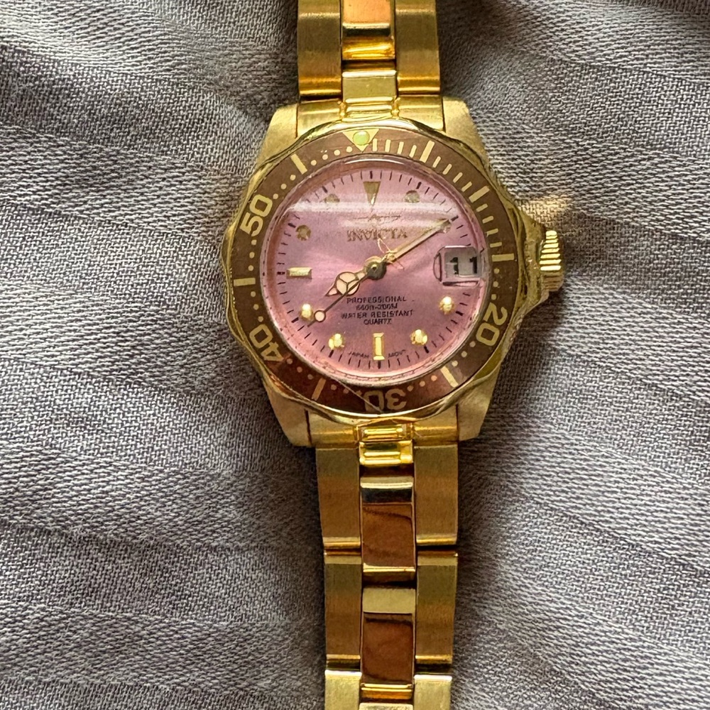 Invicta Women's Gold Watch with Pink Dial